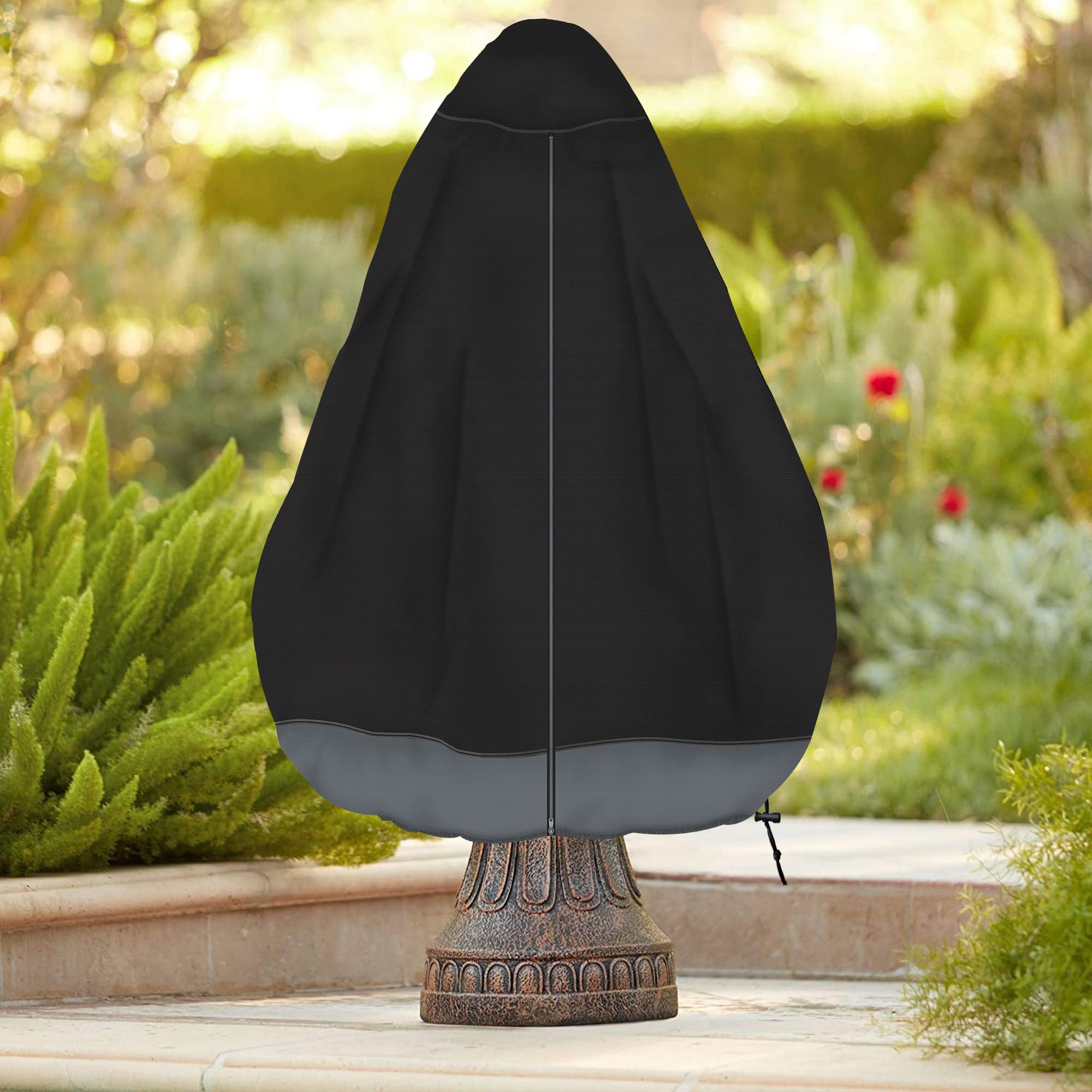 MBOOM cover on patio blending with furniture for discreet outdoor protection