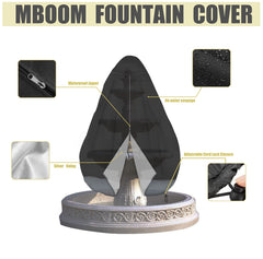 MBOOM fountain cover side profile showing full 36-inch diameter protection