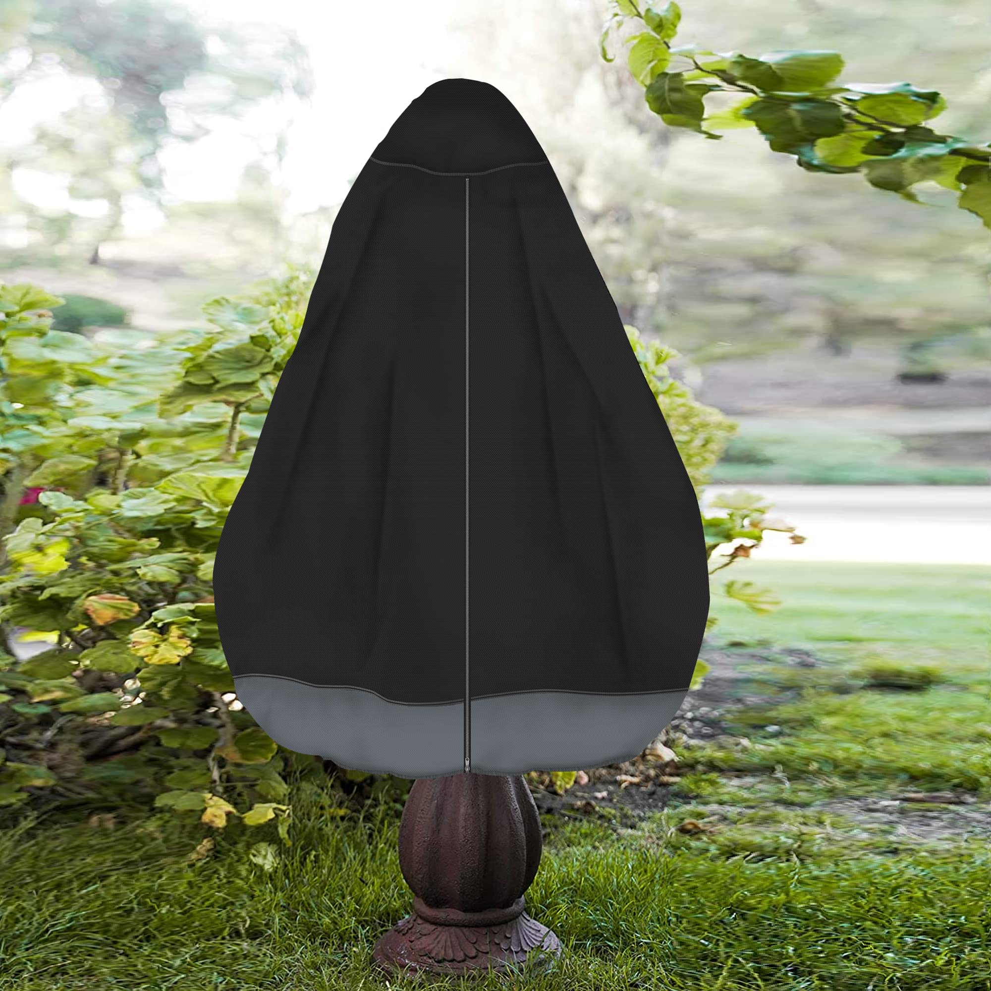 MBOOM cover shedding rain to protect fountain surfaces during wet weather