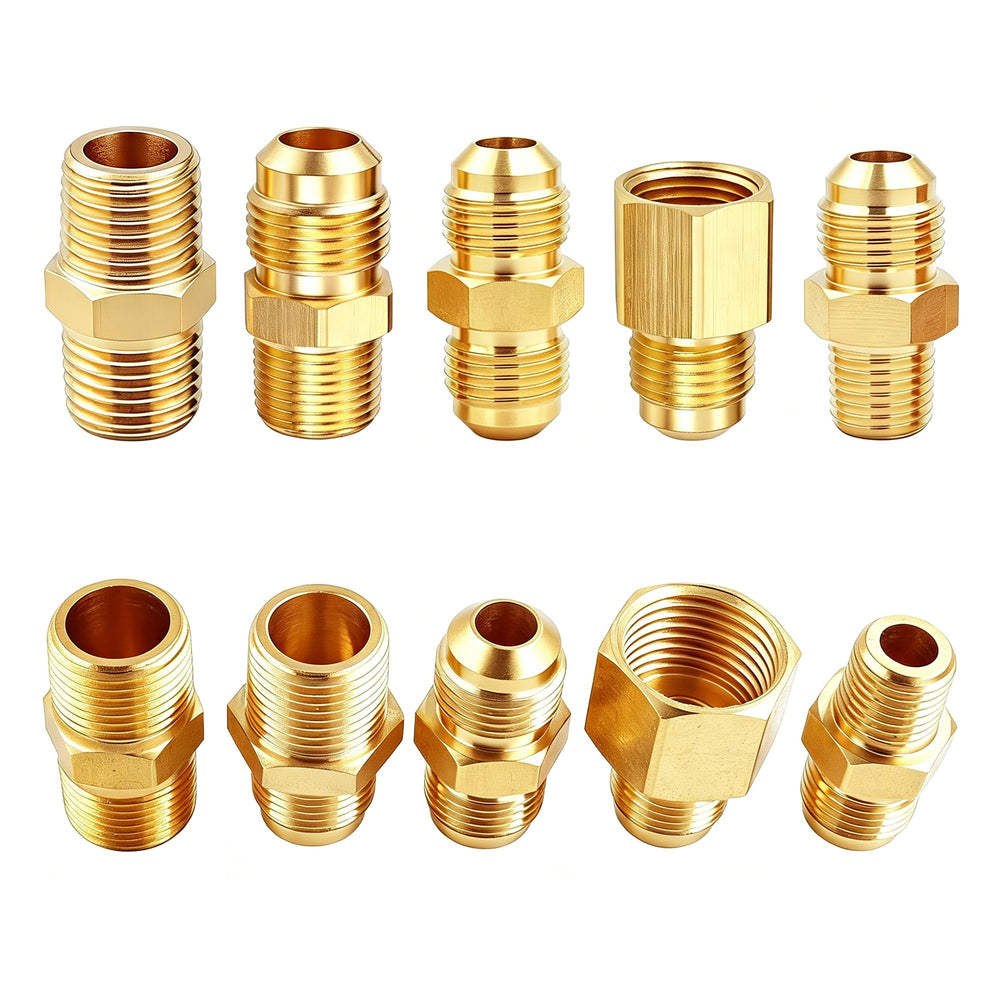 MCAMPAS close-up of solid brass adapters for secure leak-resistant seals