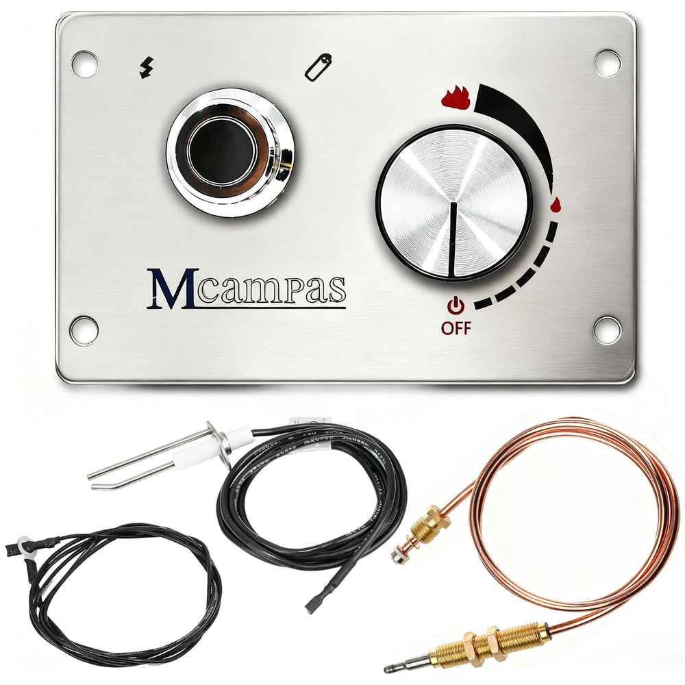 MCAMPAS stainless steel control faceplate front view showing neat installation and durability