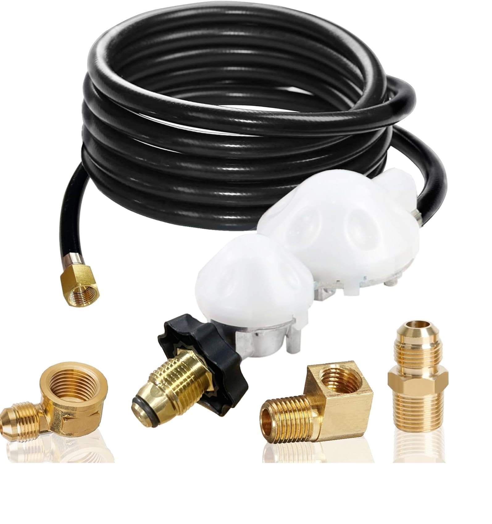 MCAMPAS front view of regulator and 12ft hose showing complete kit and easy setup