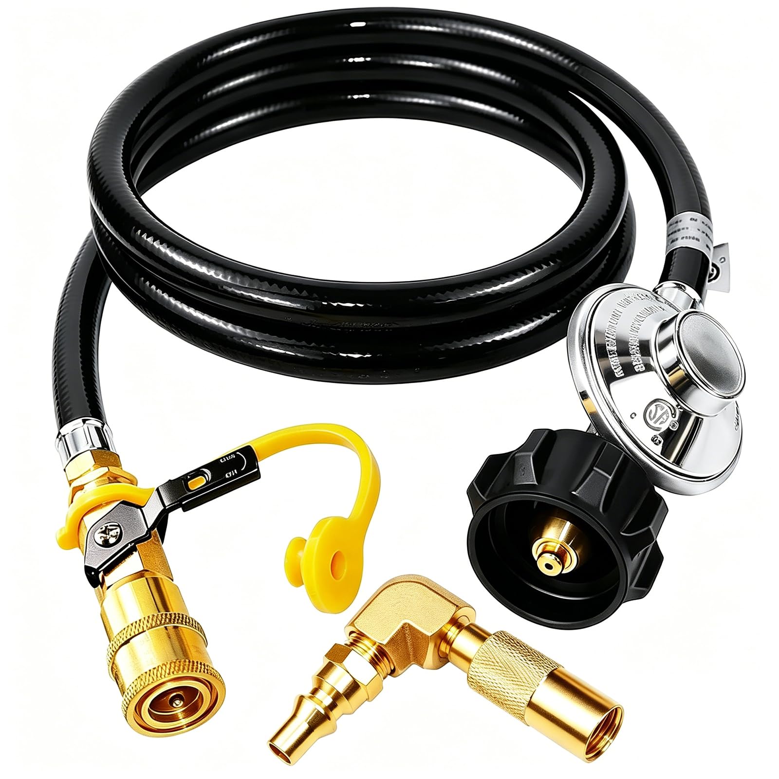 MCAMPAS front view of hose and regulator showing easy conversion benefit