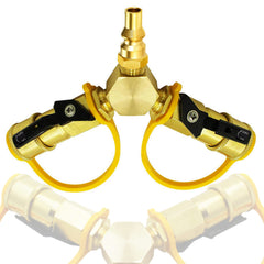MCAMPAS front view of Y-splitter showing compact dual outlets for convenience