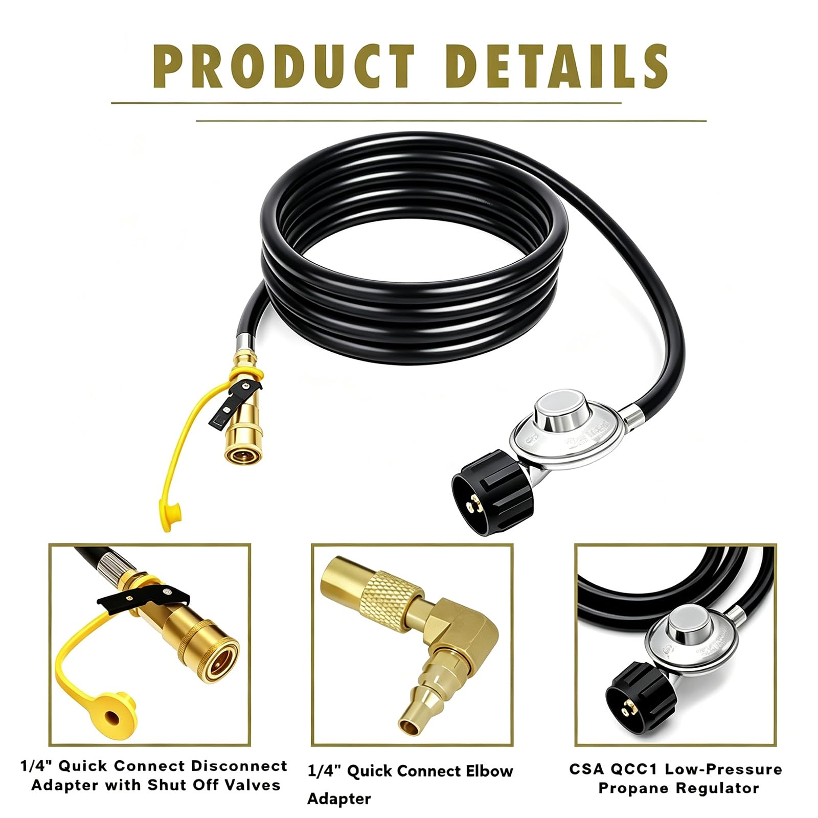 MCAMPAS hose laid flat showing full 8ft length for flexible placement