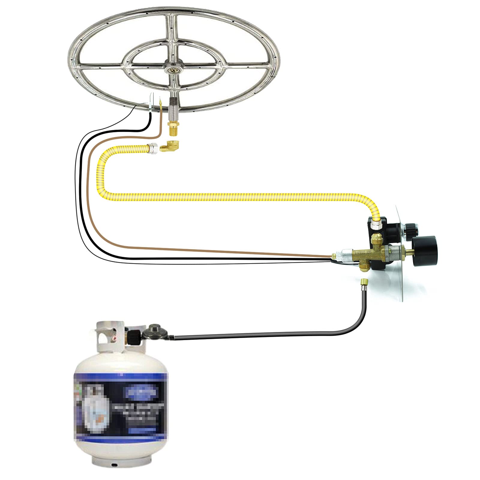 MCAMPAS valve kit installed in an outdoor fire pit demonstrating real-world application