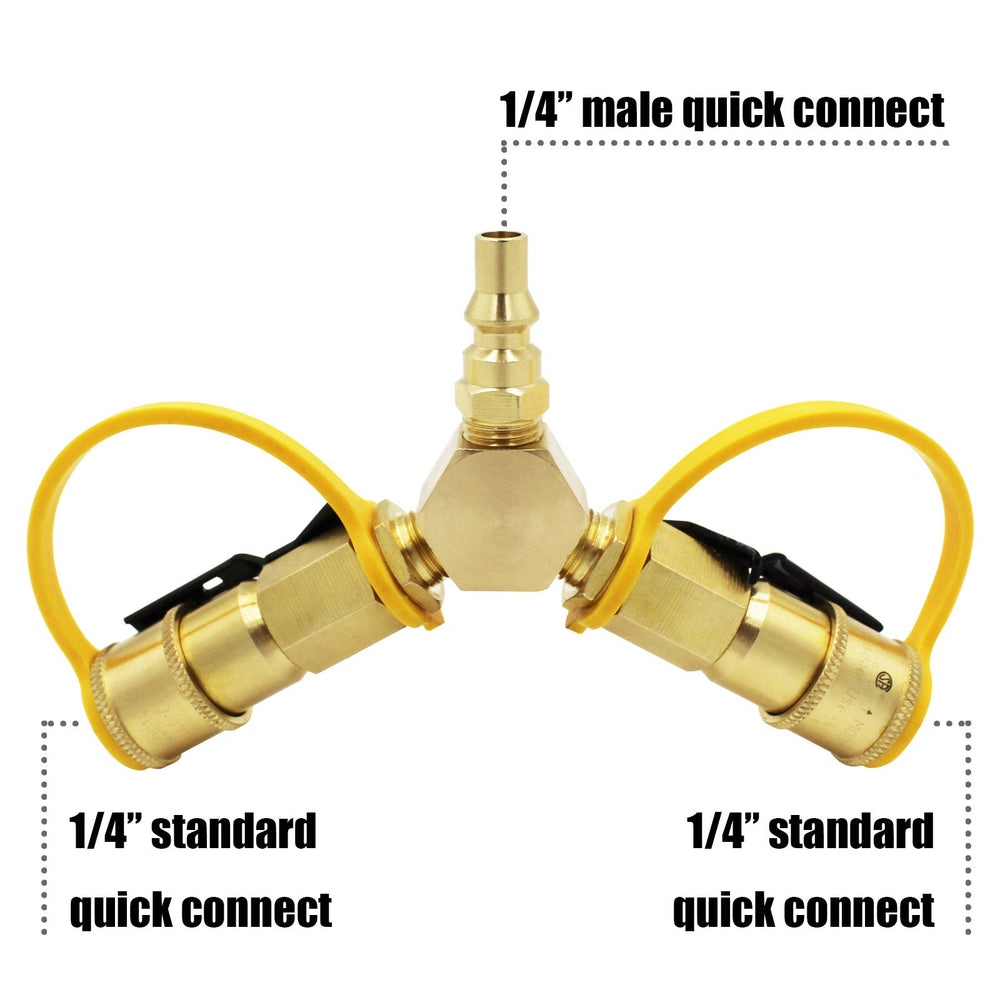 MCAMPAS installed on RV propane hose enabling dual-appliance use