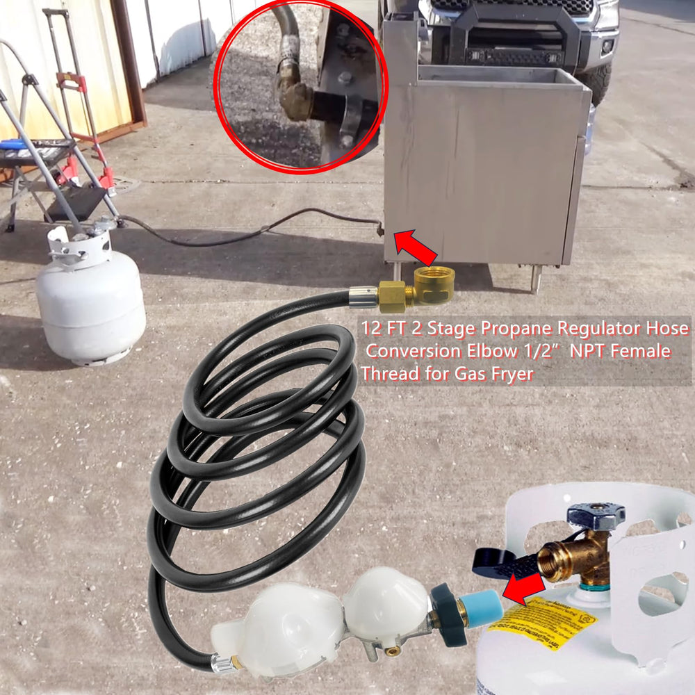 MCAMPAS hose and regulator beside 20lb and 100lb tanks showing compatible scale