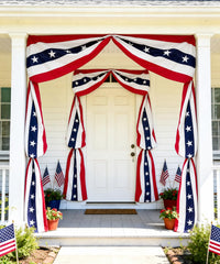 MCJC front display of two American buntings showing patriotic curb appeal