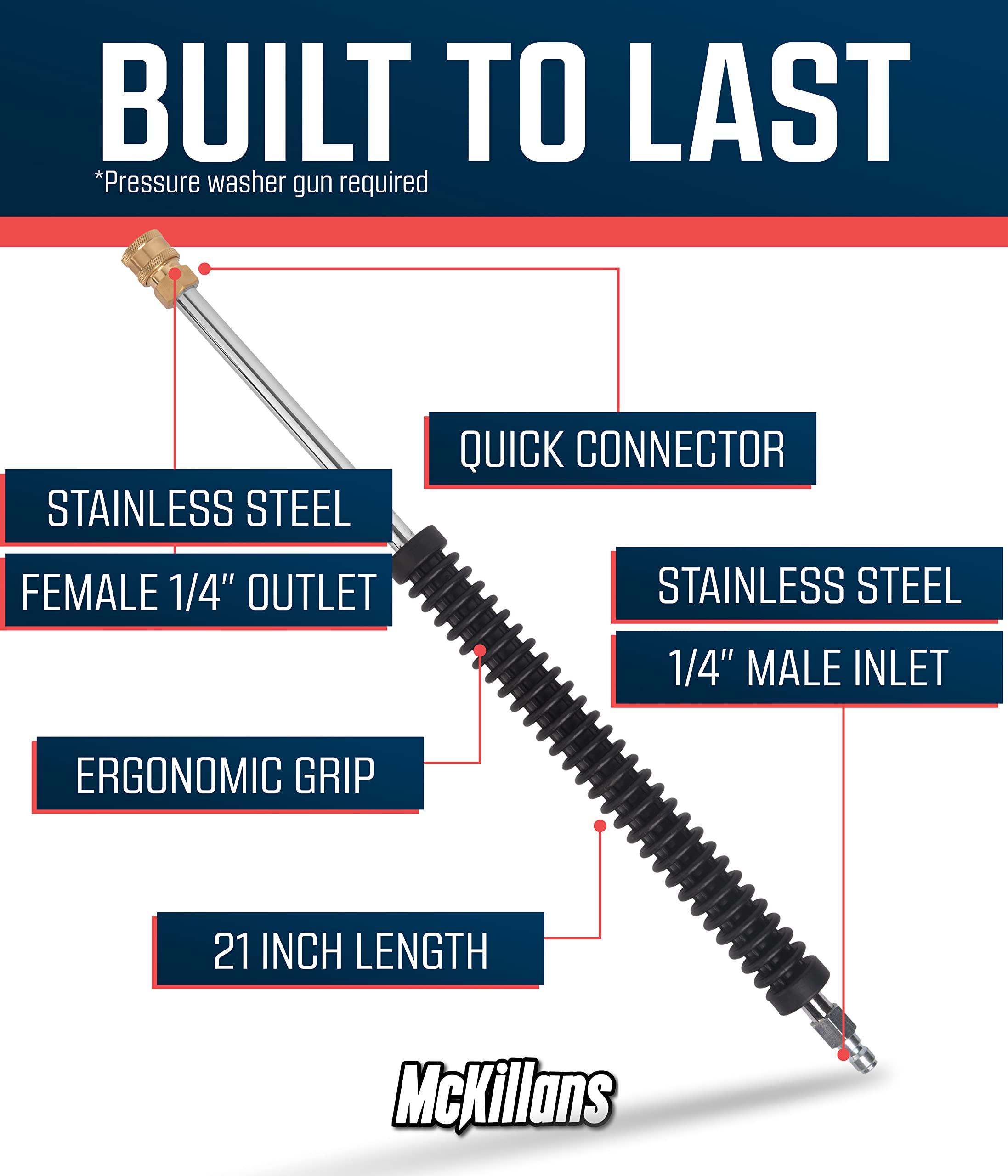 McKillans brass 1/4-inch quick-connect close-up for fast, leak-resistant attachment