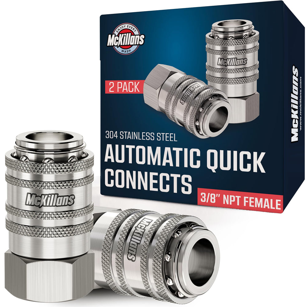 McKillans front view of 3/8" NPT quick connect kit showing durable finish and fast setup