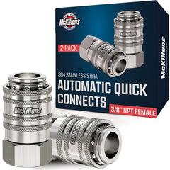 McKillans front view of 3/8" NPT quick connect kit showing durable finish and fast setup