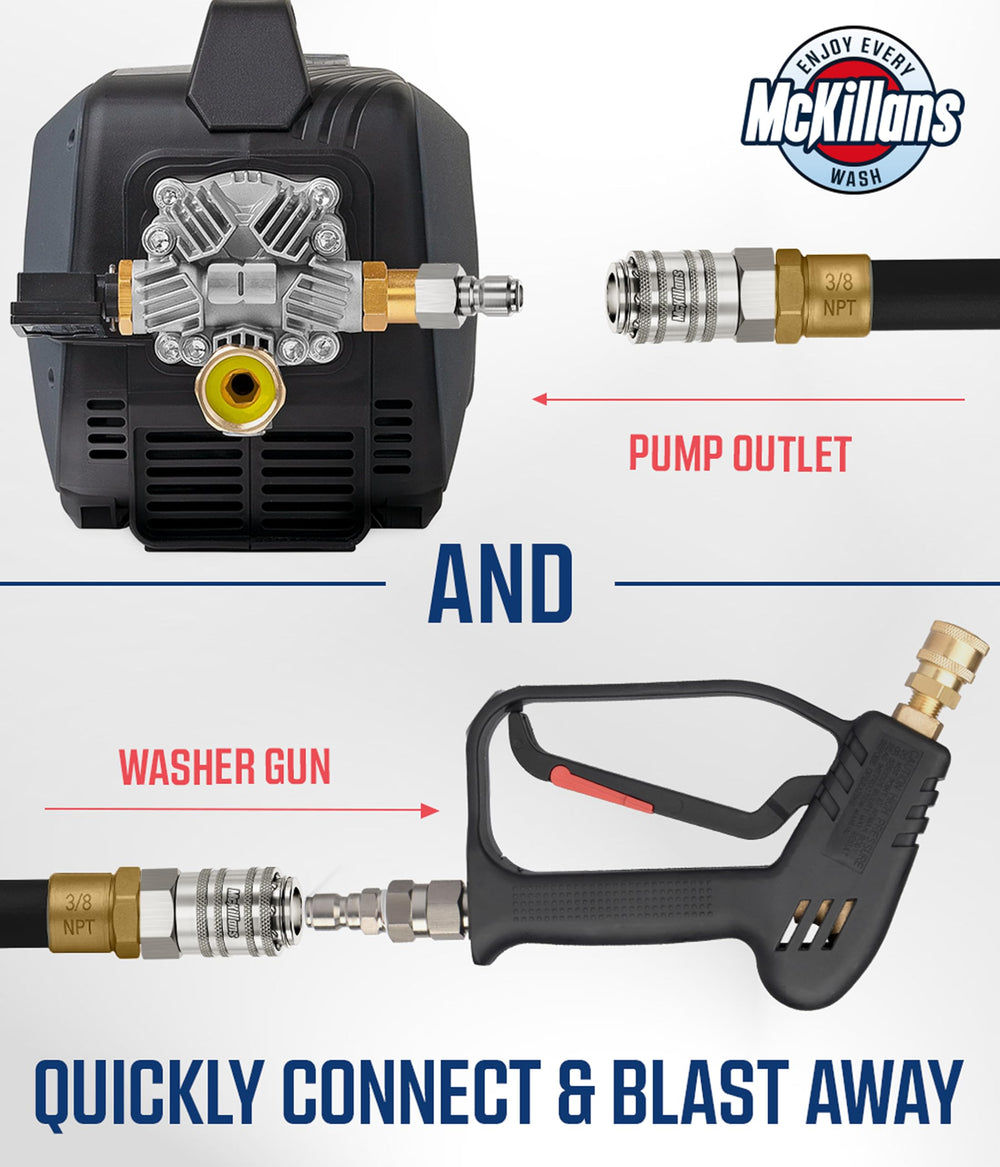 McKillans kit contents laid out in packaging showing included two couplers and easy installation