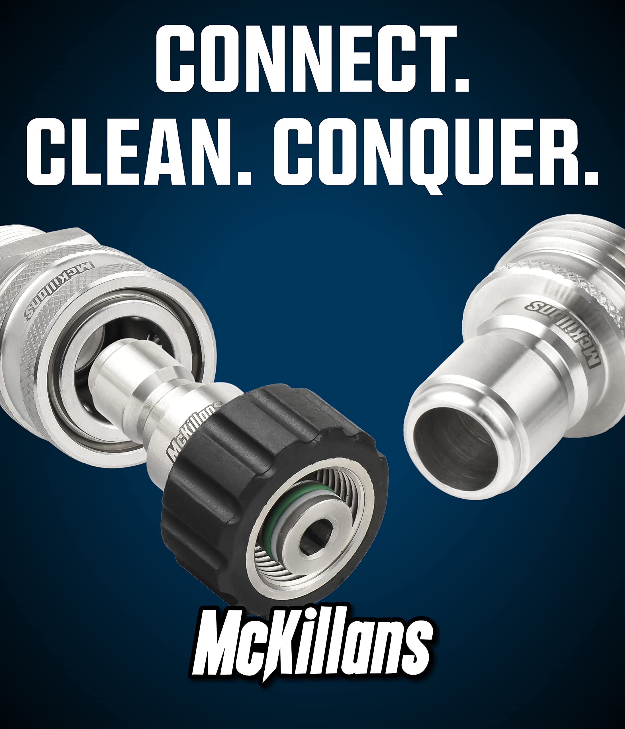 McKillans adapters beside ruler to show accurate size and scale