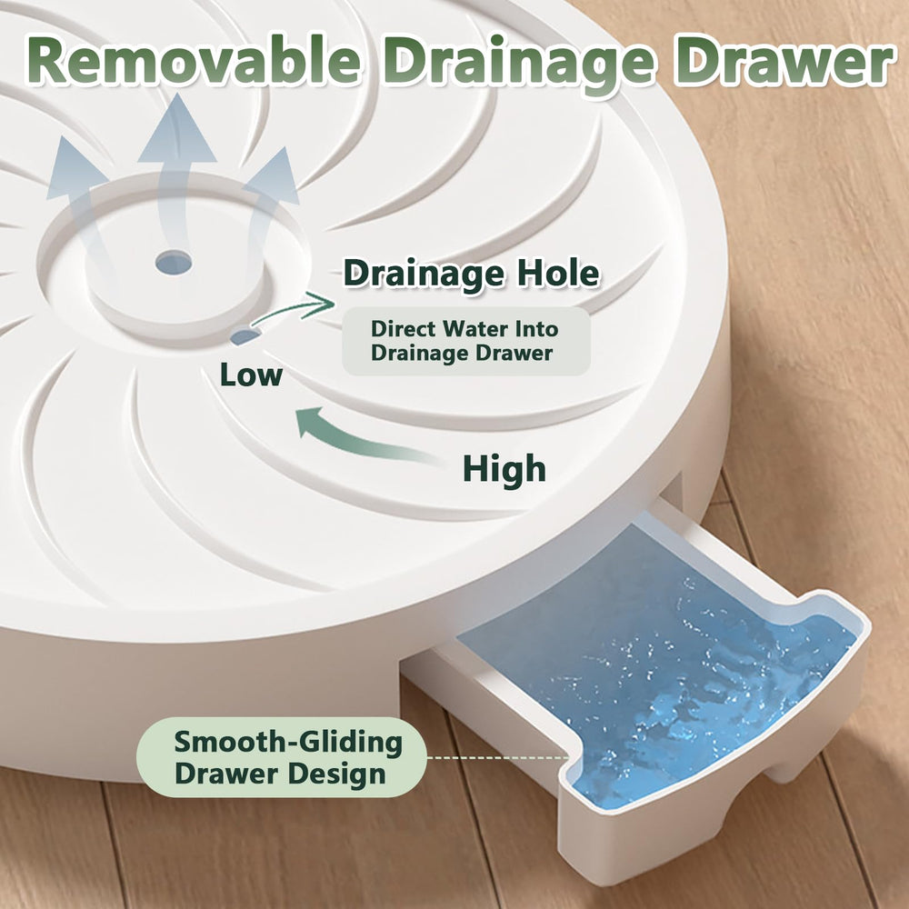 MCleanPin removable drainage tray pulled out to catch excess water and protect floors