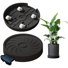 MCleanPin front view of two black plant caddies showing sturdy design and neat profile