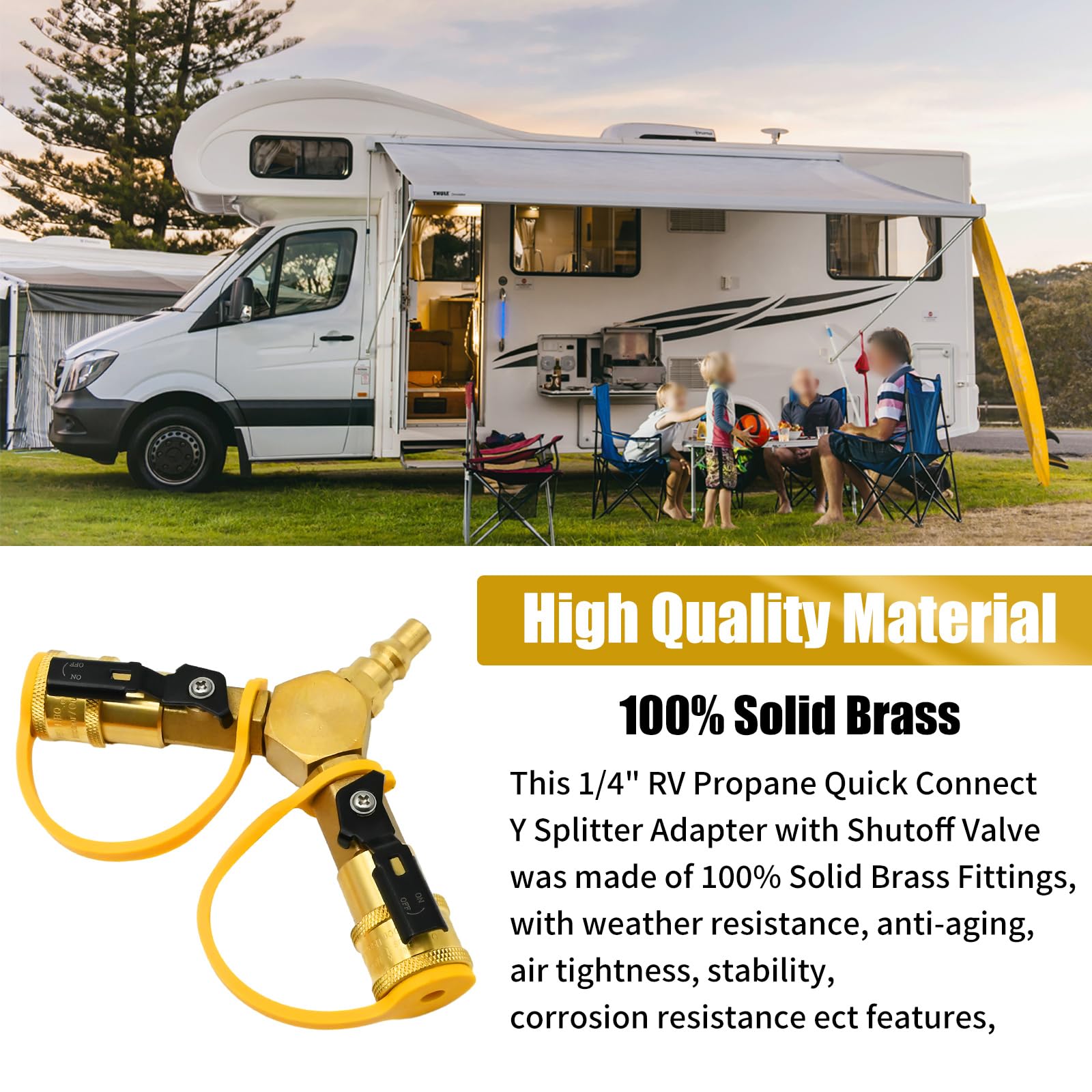 MDEOOSKY connected to RV outlet demonstrating quick-connect convenience on motorhome