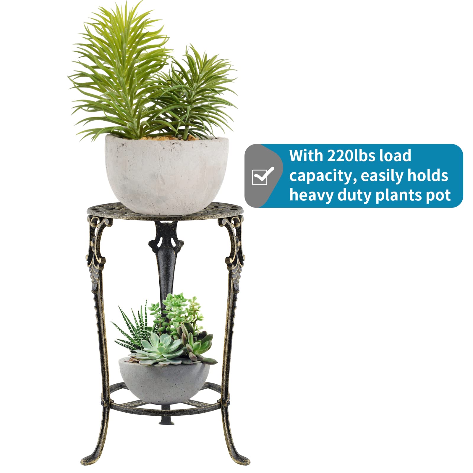 MDLUU plant stand next to water bottle illustrating scale and compact footprint