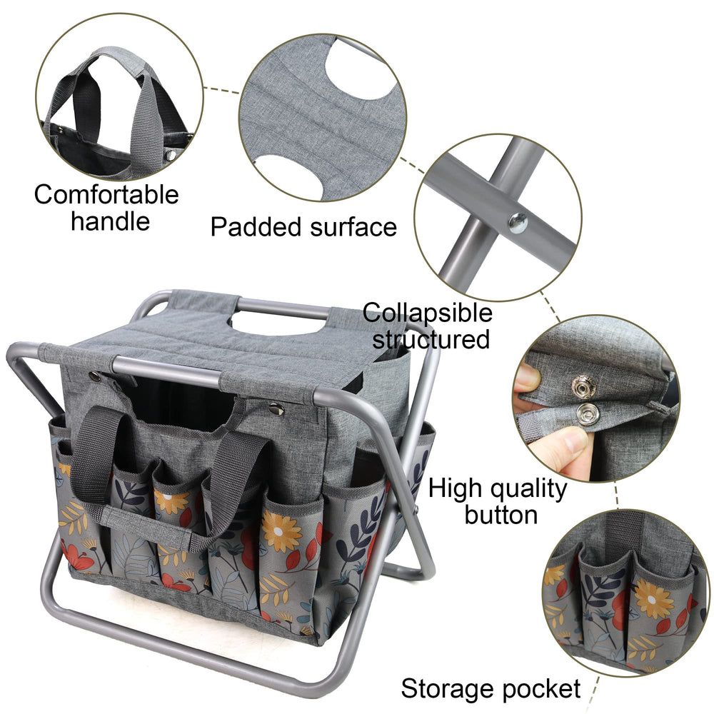 MDSTOP detachable tote attached to stool, easy-access tool storage
