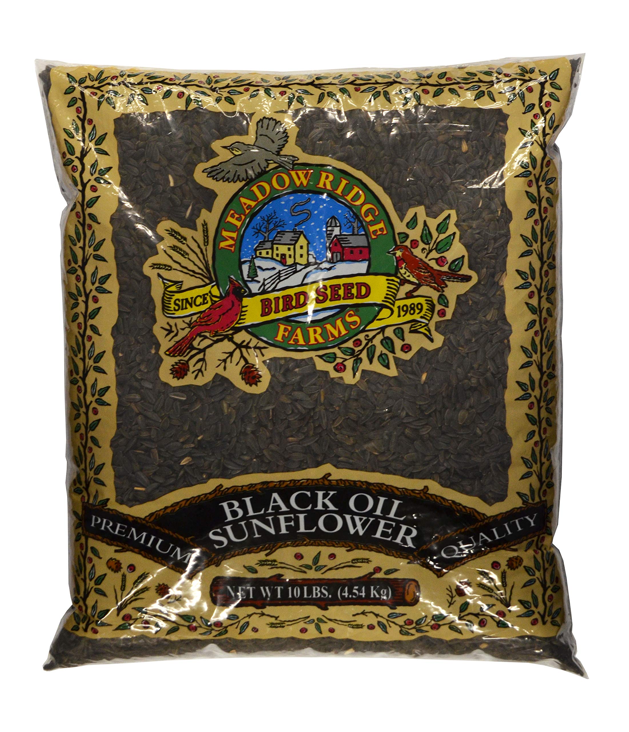 Meadow Ridge Farms front packaging showing 10 lb bag and freshness benefit