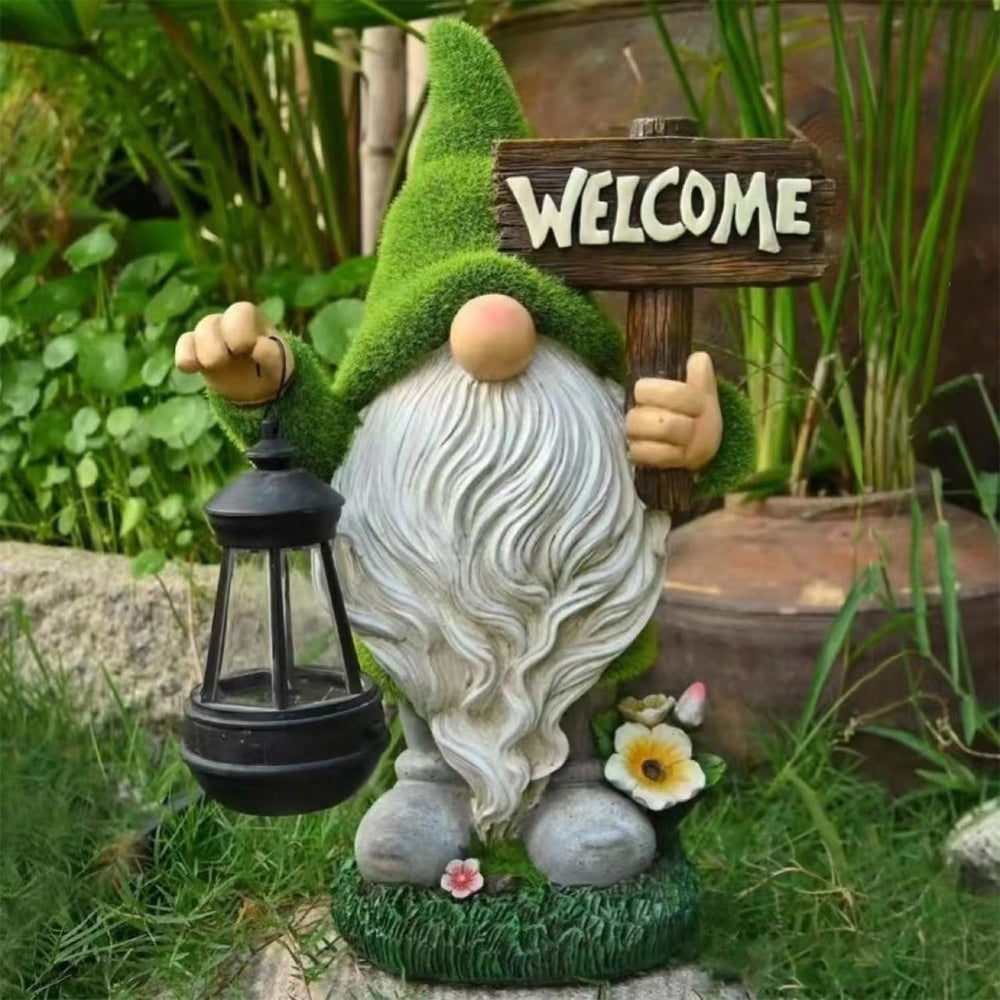 Meagkka gnome glowing at night showing soft illumination benefit