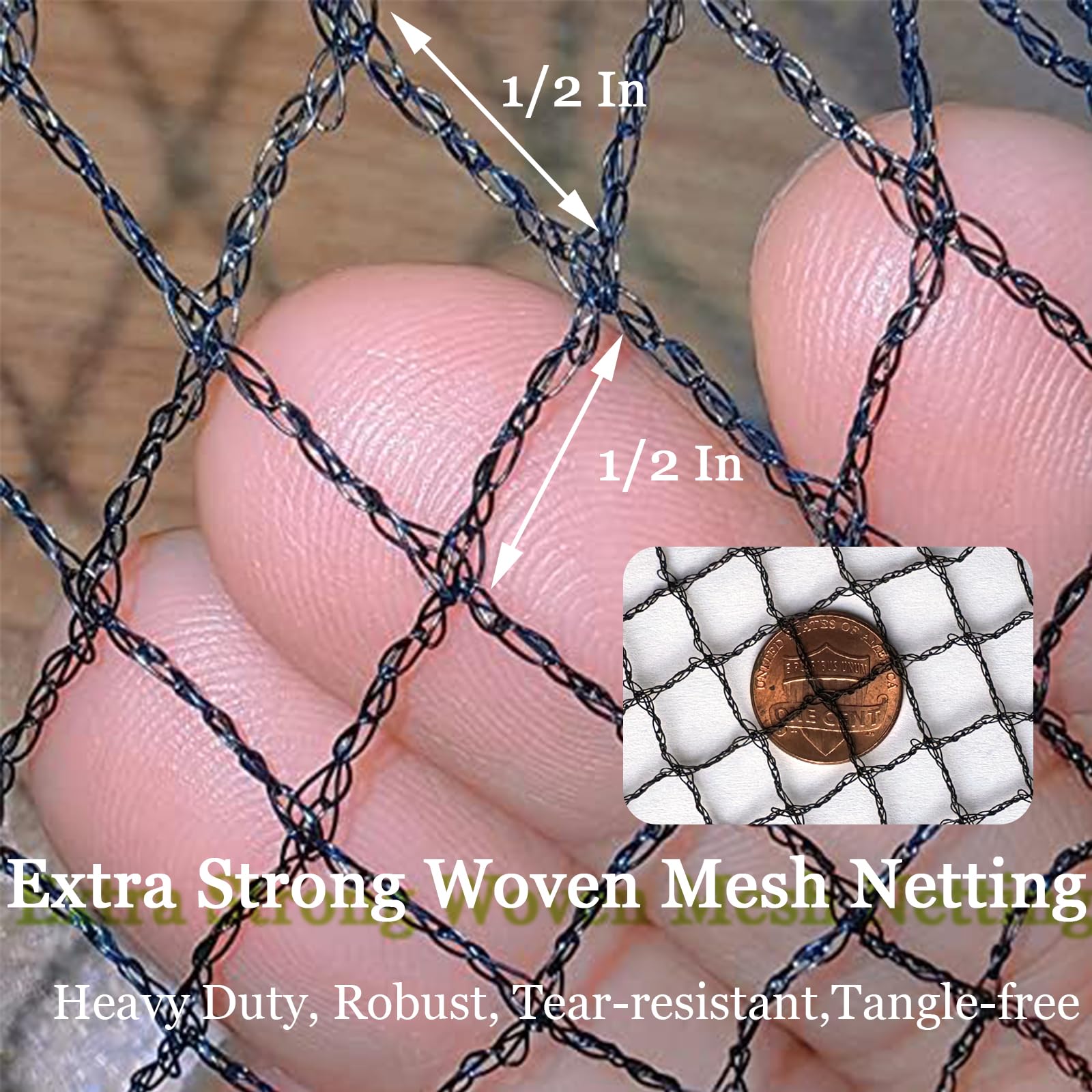 MEANCHEN close-up of woven 1/2 inch mesh texture, durable tear-resistant benefit