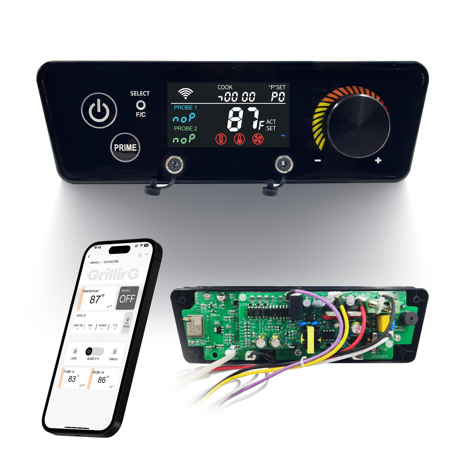 Meatender trapezoid front panel showing buttons and display for precise control