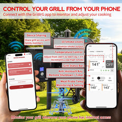 Meatender WiFi app on smartphone allowing remote grill control and monitoring