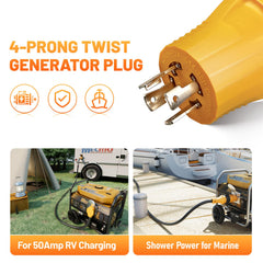 MECMO plug pin detail of four-prong L14-30P for correct generator contact alignment