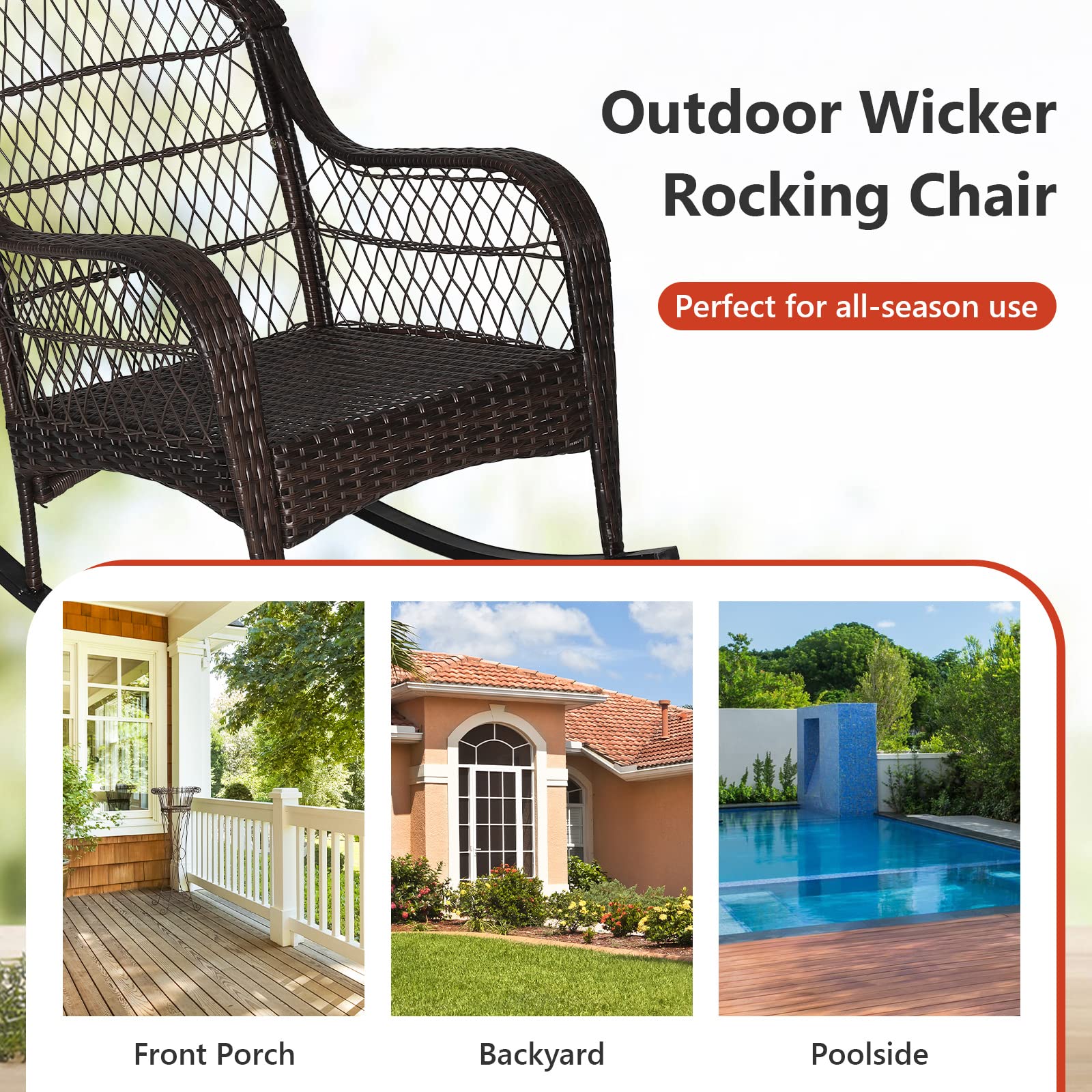 MEDIMALL rocking chair in porch setting creating relaxing outdoor space