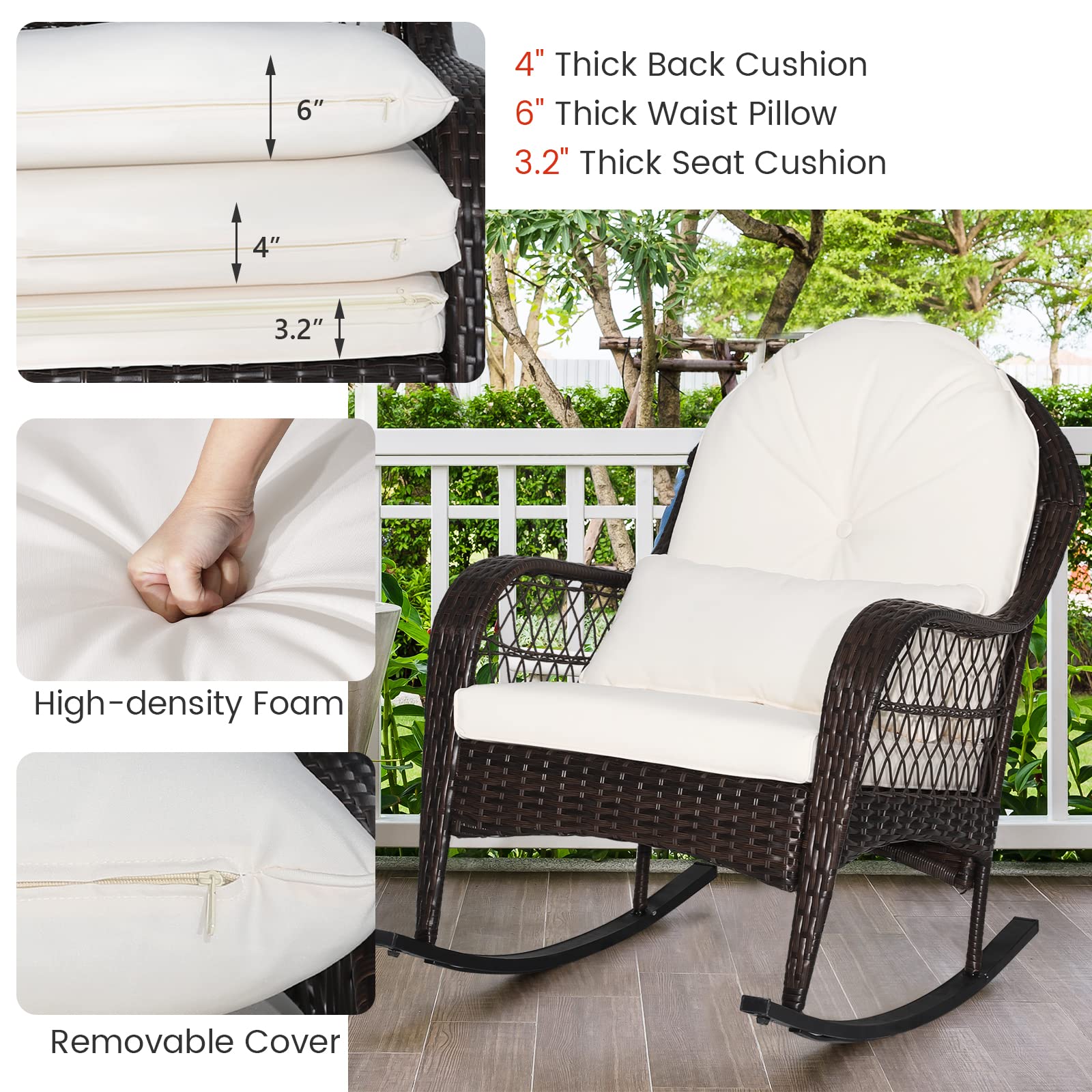 MEDIMALL rocking chair styled on porch enhancing outdoor relaxation