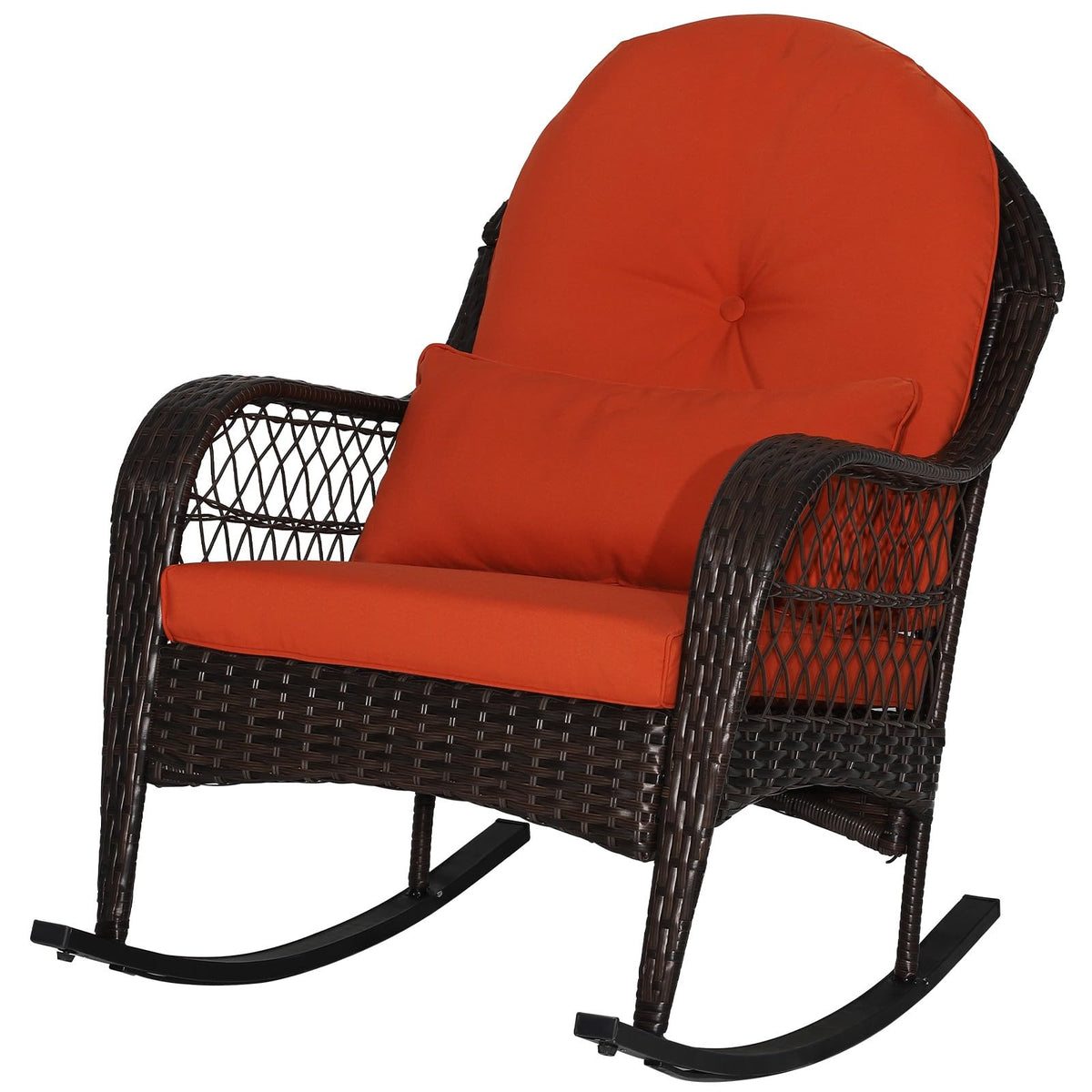 MEDIMALL front view of wicker rocking chair showing comfort and style