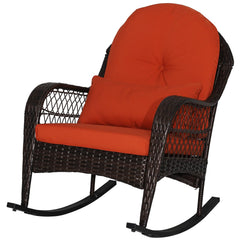 MEDIMALL front view of wicker rocking chair showing comfort and style