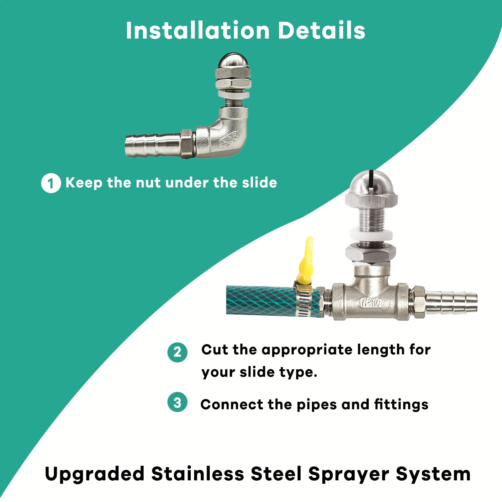 MEEGOON stainless-steel nozzles close-up highlighting durable corrosion resistance