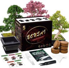 Meekear front packaging showing complete bonsai starter kit and gift box benefits