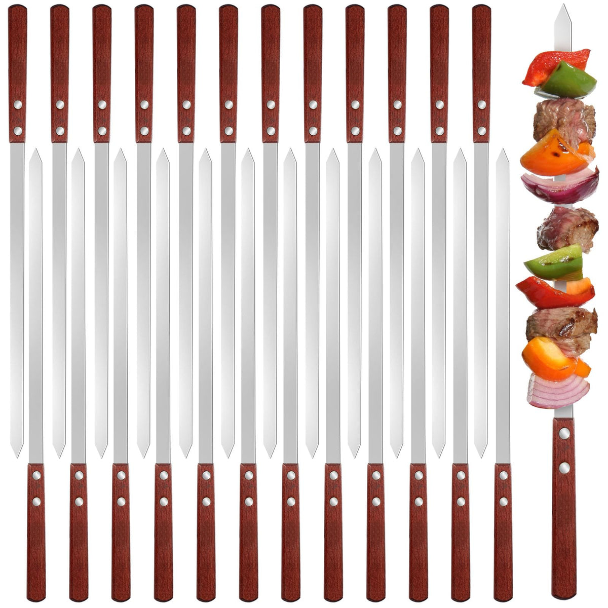 meekoo front view of 24-piece skewers showing neat packaging and quantity benefits