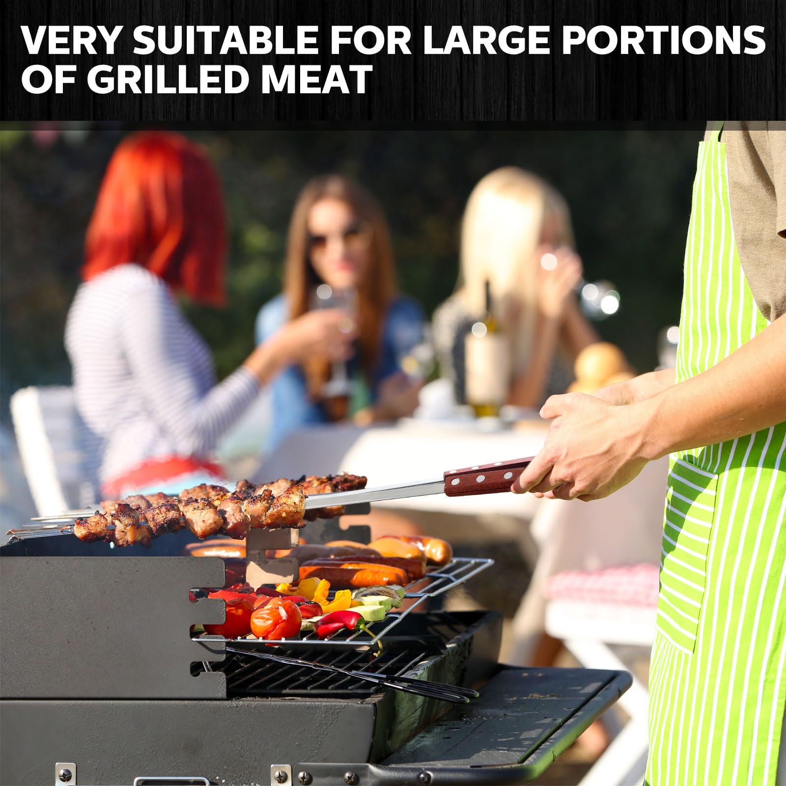 meekoo skewers arranged on picnic table showing party-ready utility