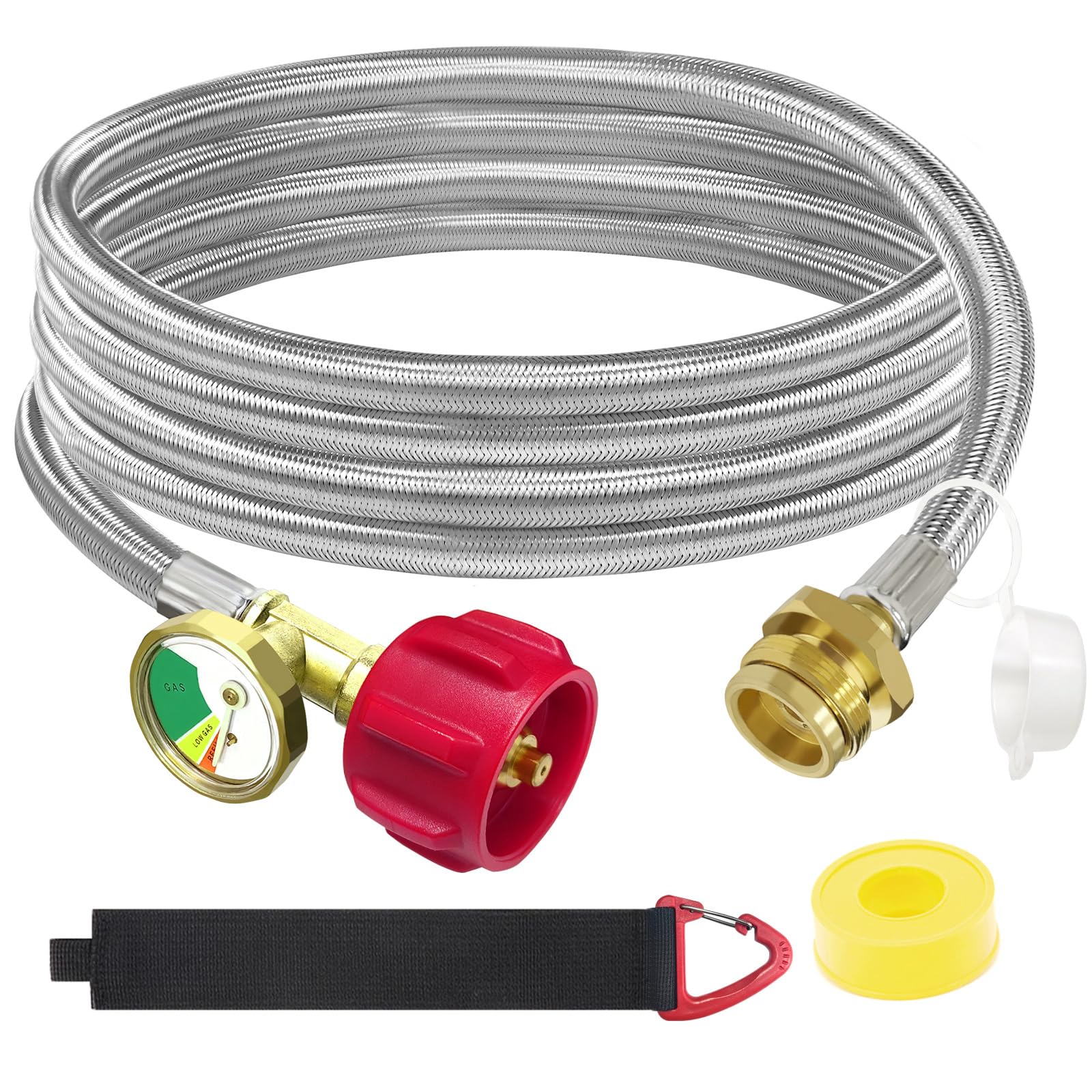 MEFUN front packaging showing 12ft adapter and gauge, easy setup benefit