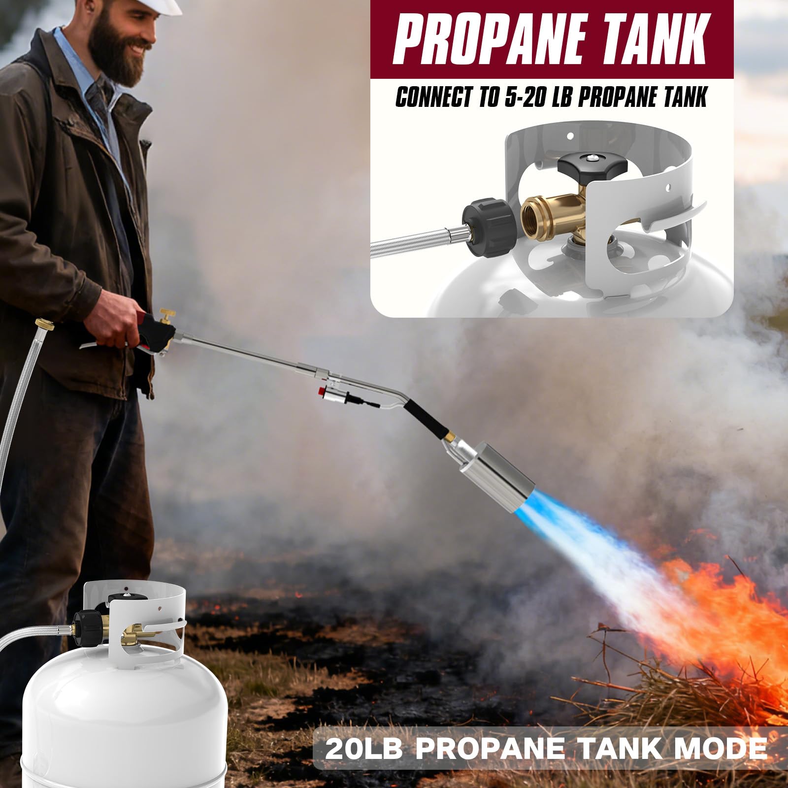 MEFUN torch in use removing weeds for quicker chemical-free cleanup