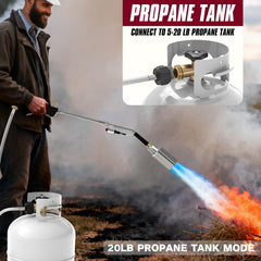 MEFUN torch in use removing weeds for quicker chemical-free cleanup