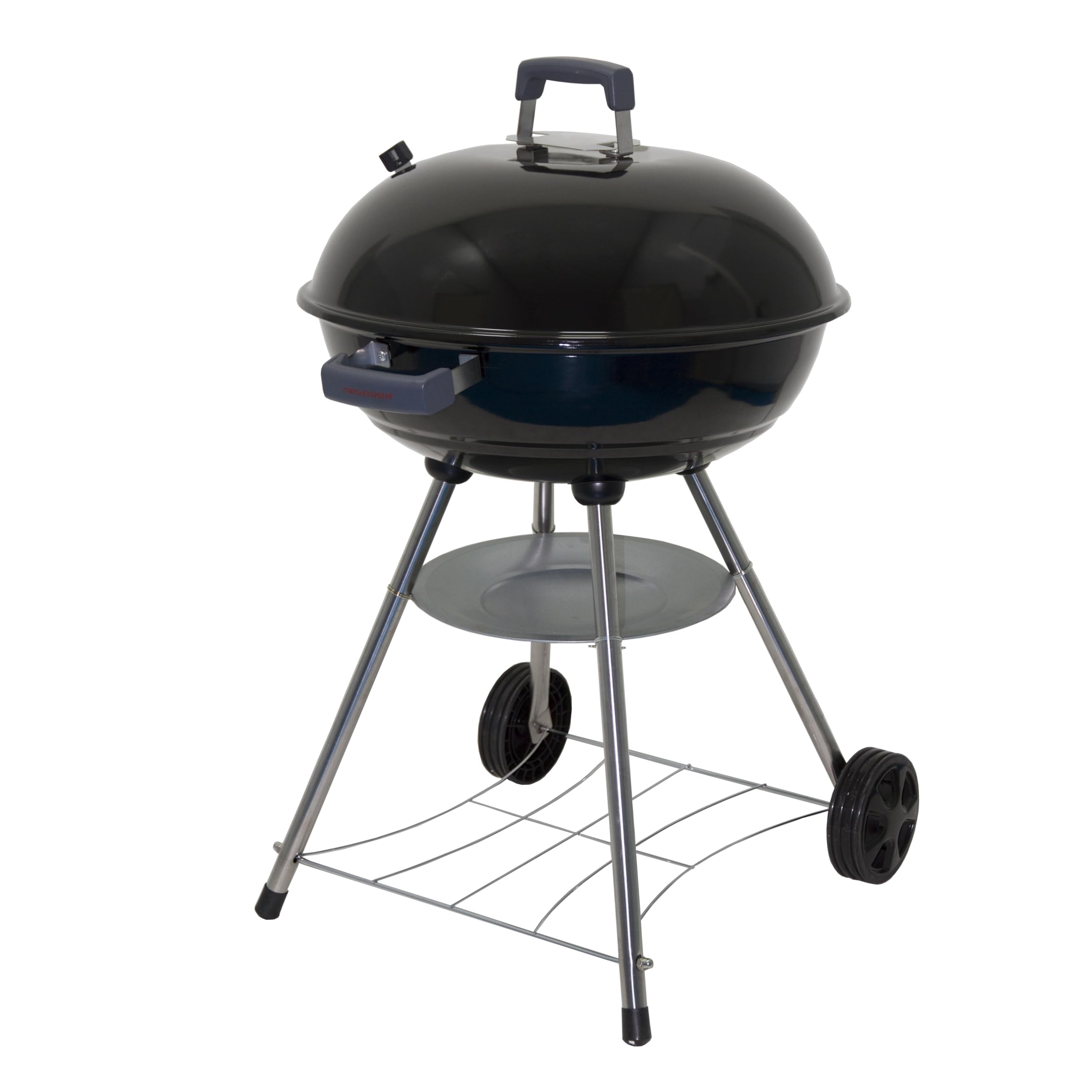 Megamaster 22" front view showing kettle shape and compact footprint for patios