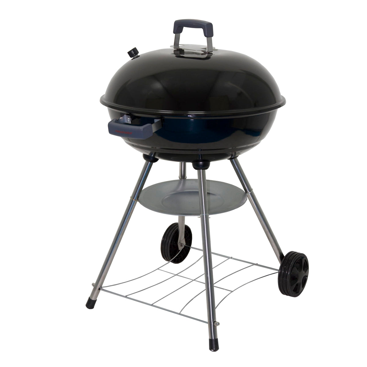 Megamaster 22" front view showing kettle shape and compact footprint for patios