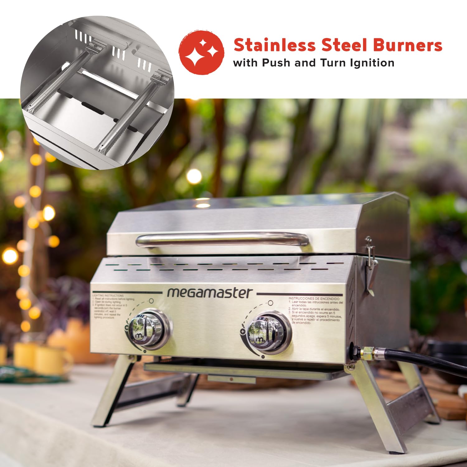 Megamaster locked lid during transport protecting grill interior and preventing spills