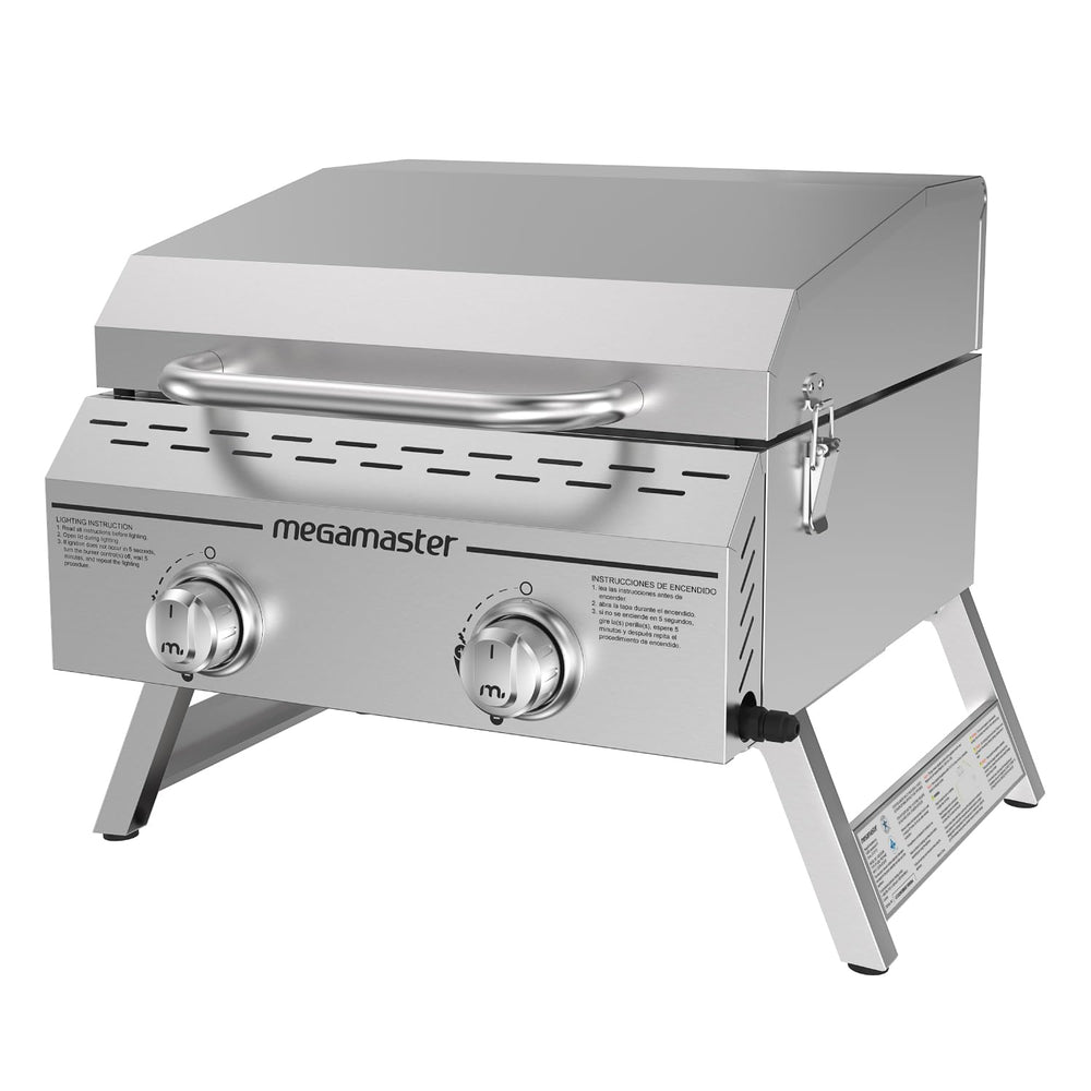 Megamaster front view showing stainless steel body and compact design for durable portability