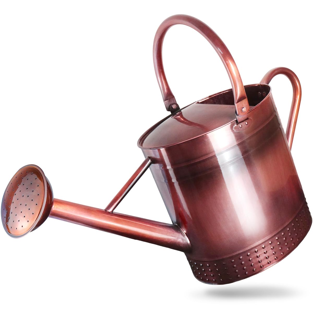 Megawodar front view copper watering can showing full shape and handle for easy carrying