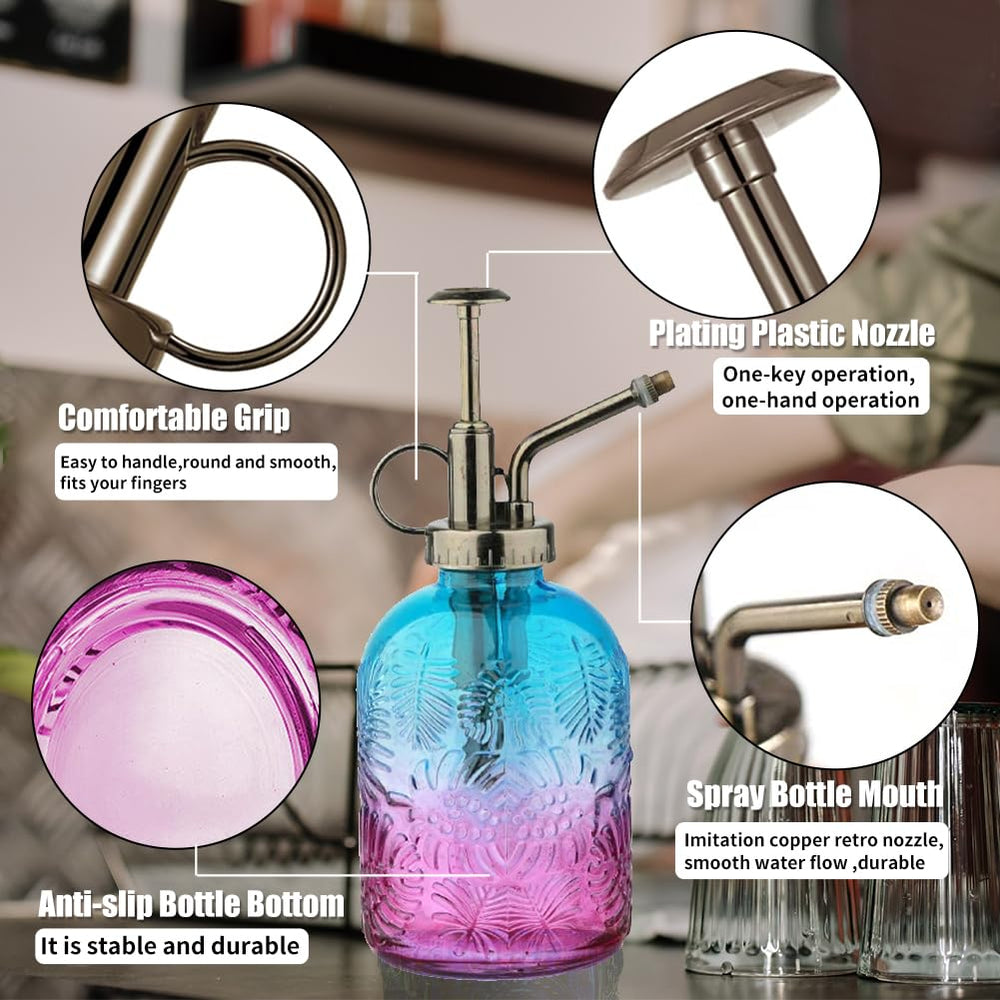 Megawodar glass mister gradient closeup highlighting easy one-handed pumping