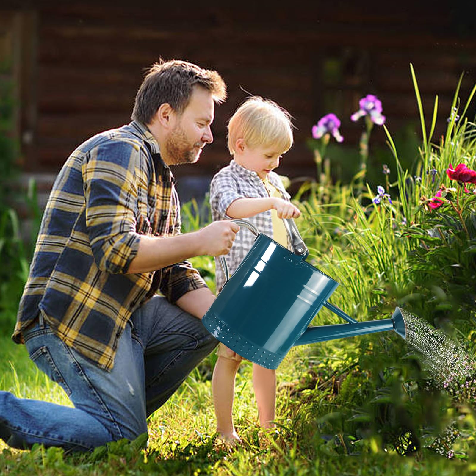 Megawodar placed on a patio shelf as decor and tool, adding style to outdoor plant care
