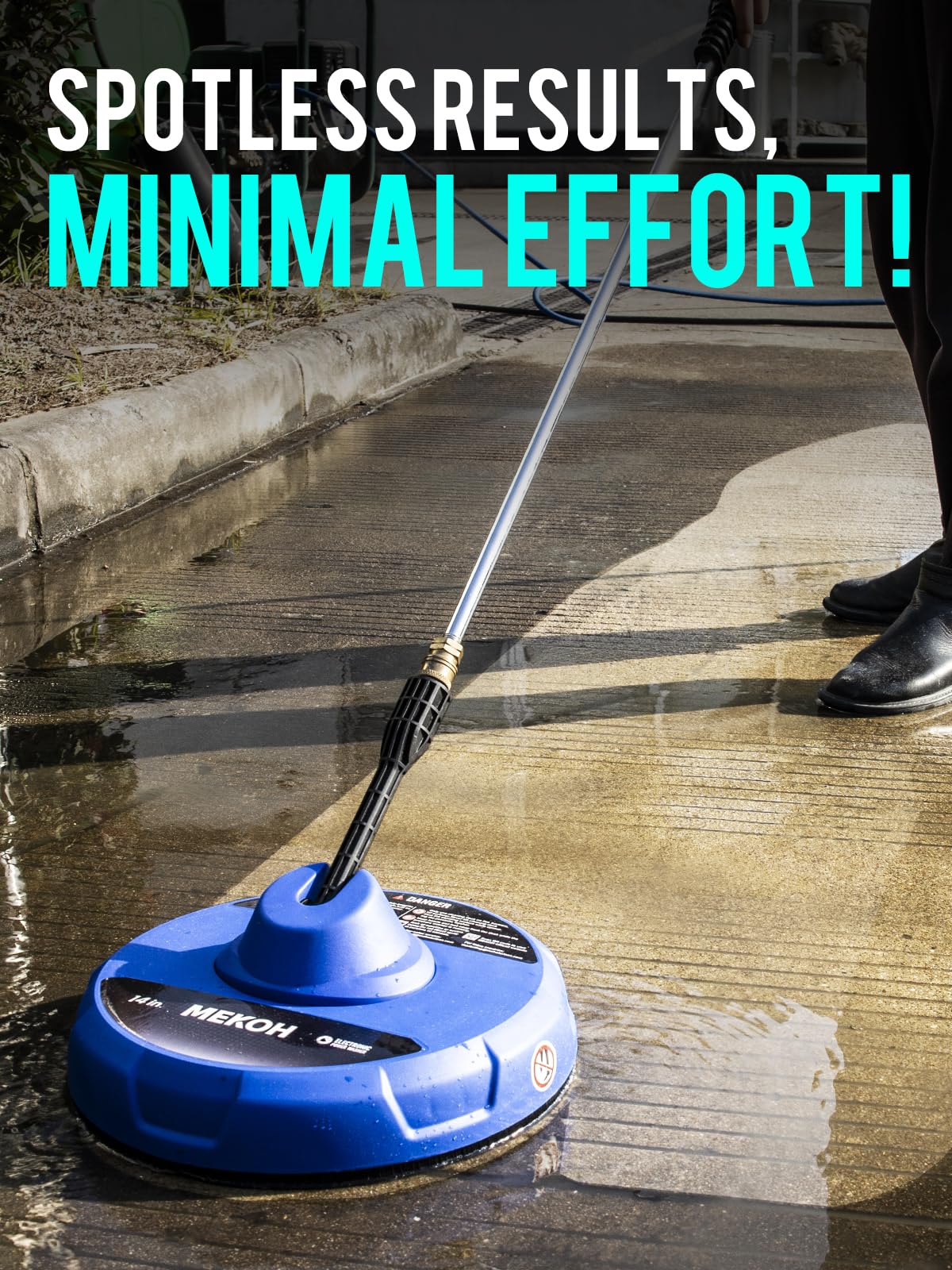 MEKOH surface cleaner in use on driveway delivering faster cleaning and streak-free finish
