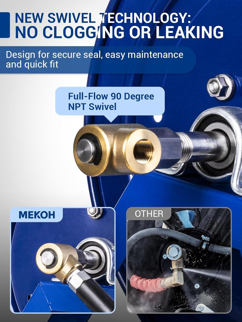 MEKOH solid steel crank handle detail for easier manual winding control