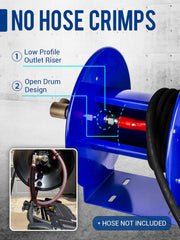 MEKOH side profile open drum enabling smooth hose wrapping and life